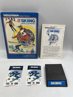 Vintage Intellivision SKIING Ski Video Game 1980 CIB Box Manual Overlays Mattel